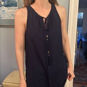 Charming Charlie Navy Tassel-Halter Camisole